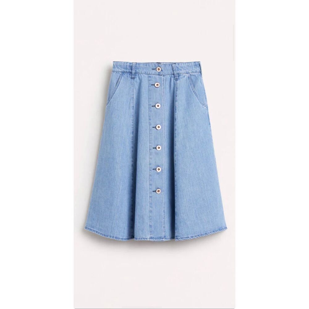NWT Bellerose Bleach Blue Alicia Button Down Denim Jean Skirt Big Girl's 10US
